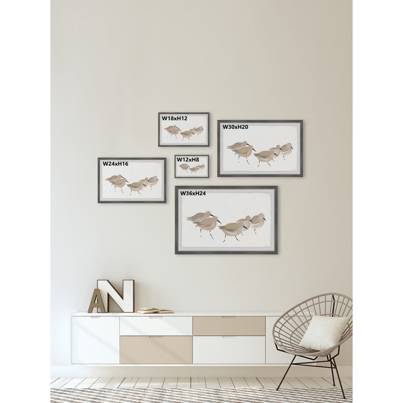 Petits oiseaux bruns par Parvez Taj - peinture encadrée, H 16 po x l 24 po x P 1,5 po