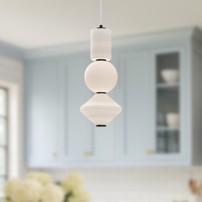Queenstown Light Glass Steel Pendant, Matte Black