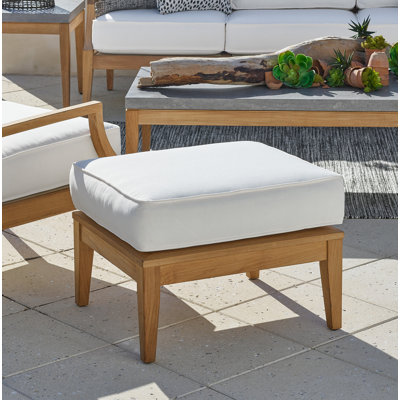 Repose-pieds d'extérieur en teck Chesapeake avec coussin Sunbrella