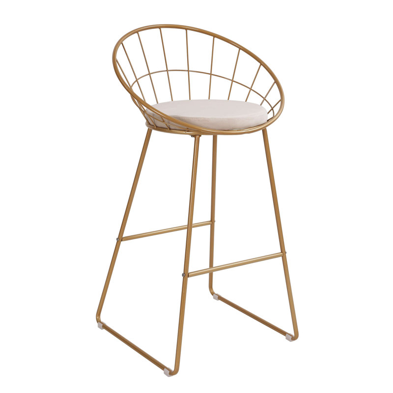 Alize Bar Stool, Bar Stool (28.35" Seat Height), Gold/White
