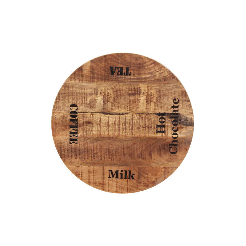 Rathulf Round Solid Wood Top Metal Base Dining Table