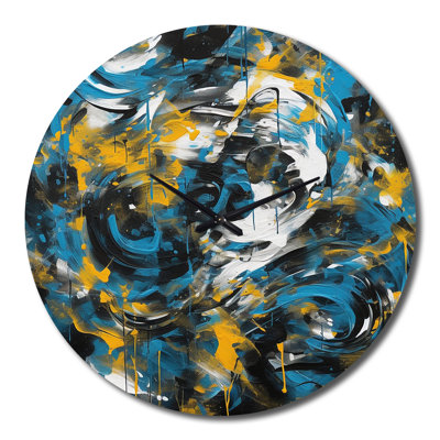 Horloge murale abstraite bleue et jaune I Realmes