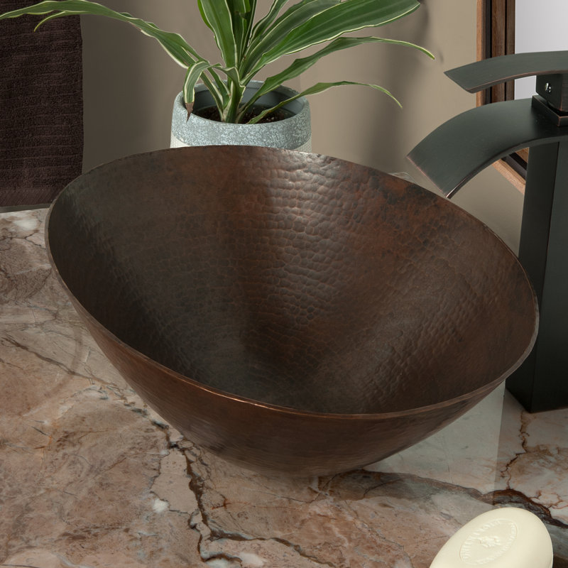 Novatto 14'' Copper Oval Bathroom Sink, Antigua