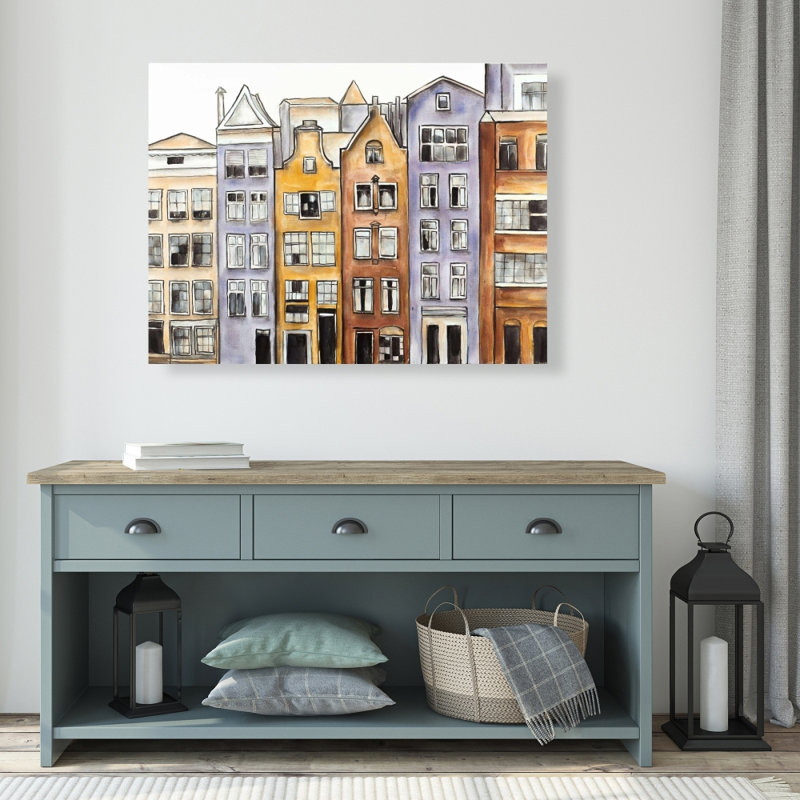 Amsterdam Houses Hotel - Building Orange Canvas for Home Decor