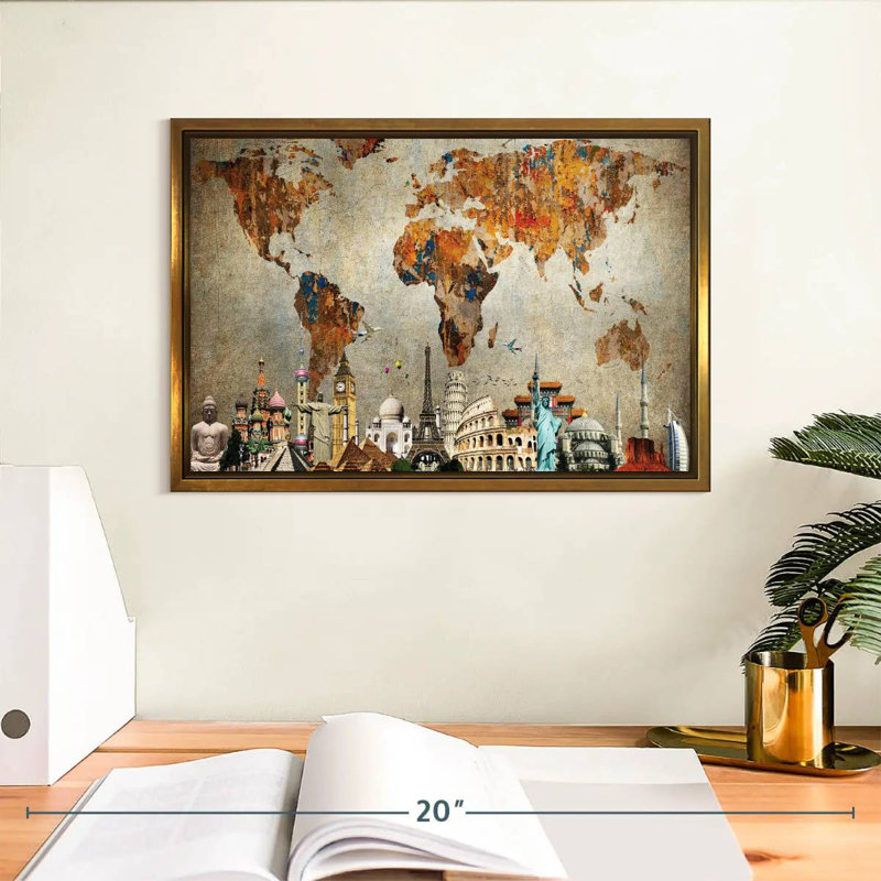 Rusty World Burwell, Cadre flottant doré, 37 po x 25 po