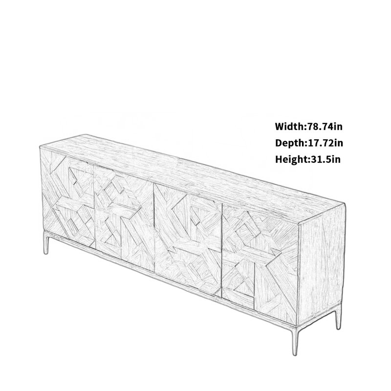 Creative Solid Wood TV Stand, 31.5"H x 78.74"L x 17.72"W