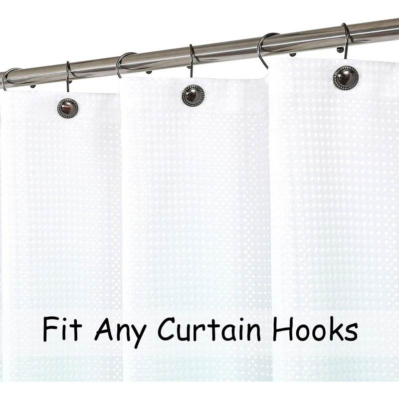 Aqua Blue Gradient Waffle Fabric Shower Curtain with Liner