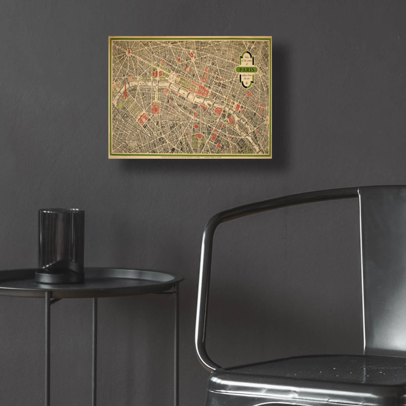 Art mural en verre, «Paris Map» par Williston Forge, H 12 po x l 16 po x P 0,13 po