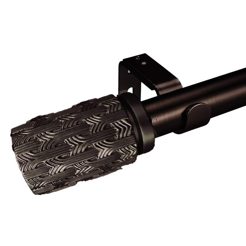 Tringle à rideau à motif de tricotage, tringle en métal réglable de 1 pouce, 37" - 72", Brun