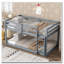 Lit superposé simple au-dessus d'un lit simple en bois massif avec échelle en bois massif et plateforme en lattes renforcées, gris-2093780999