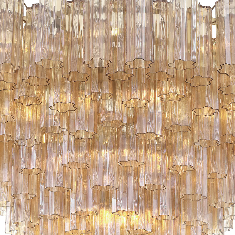 Lustre en laiton vieilli 49 po Sandbach, H 42,5 po x l 49 po x P 49 po, Beige, Doré