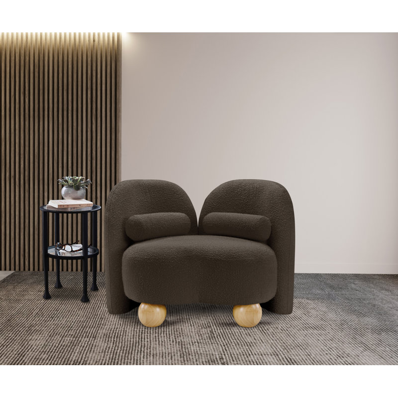 Daphne Upholstered Chair, Brown Boucle Fabric