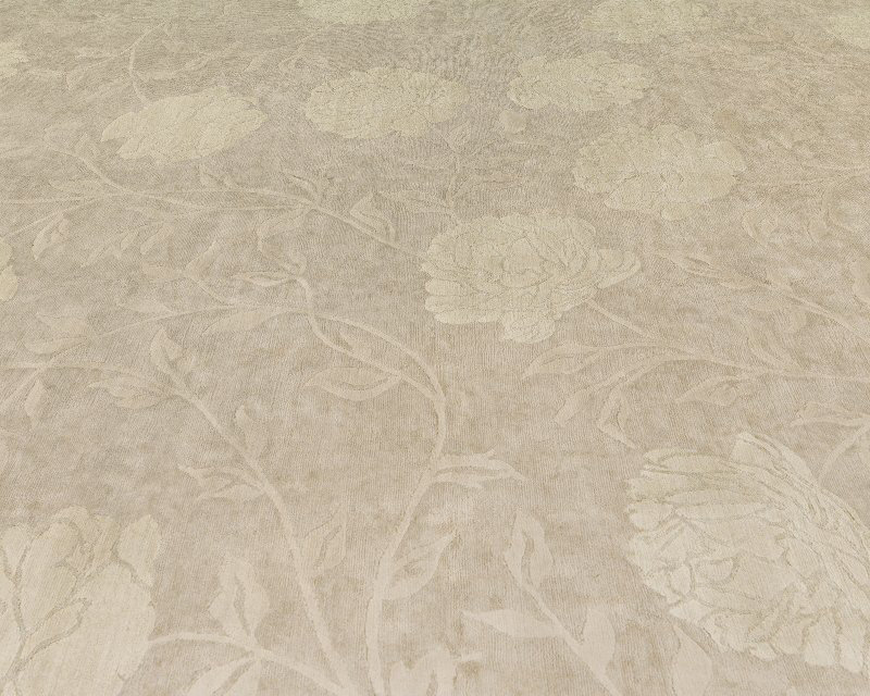 Peony Floral Area Rug in Beige/Neutral/Taupe, Rectangle 3' x 5'