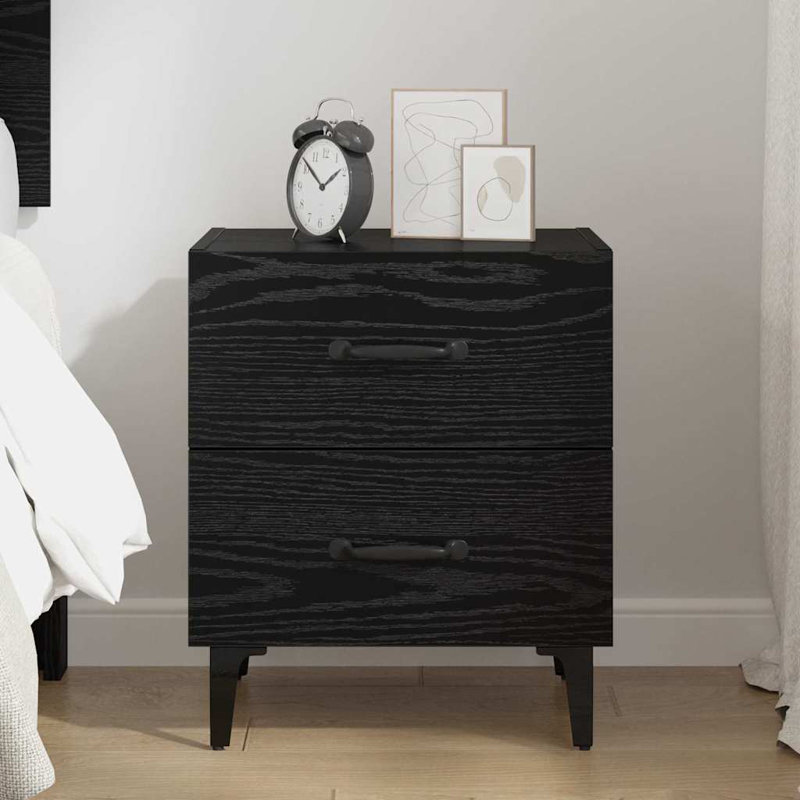 Bed Cabinet 40 X 35 X 47.5 Cm Engineered Wood, Black Oak