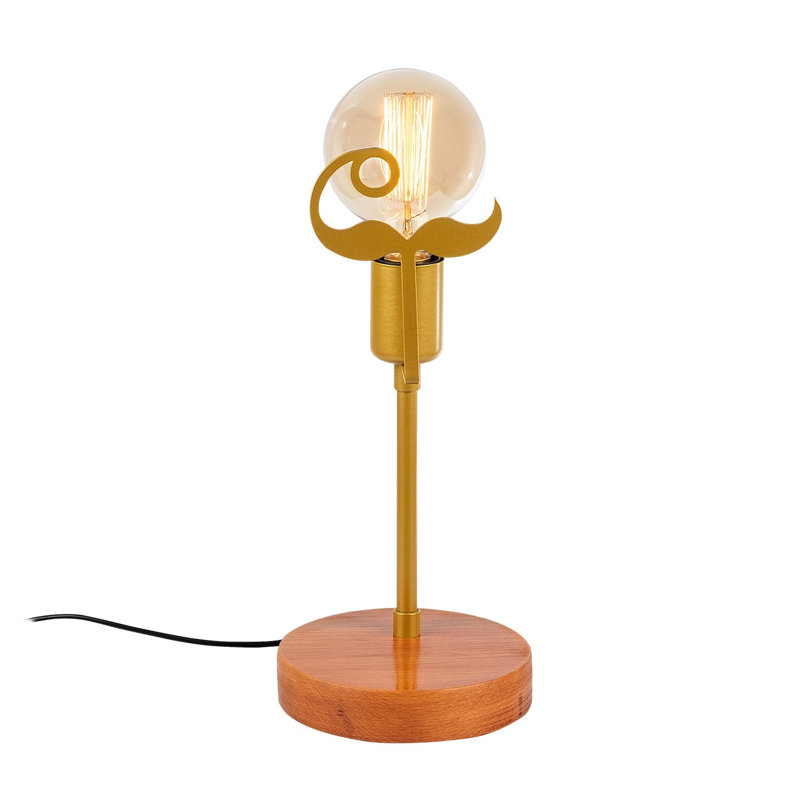 Lampe de table en métal Abdimalik, Noyer / doré