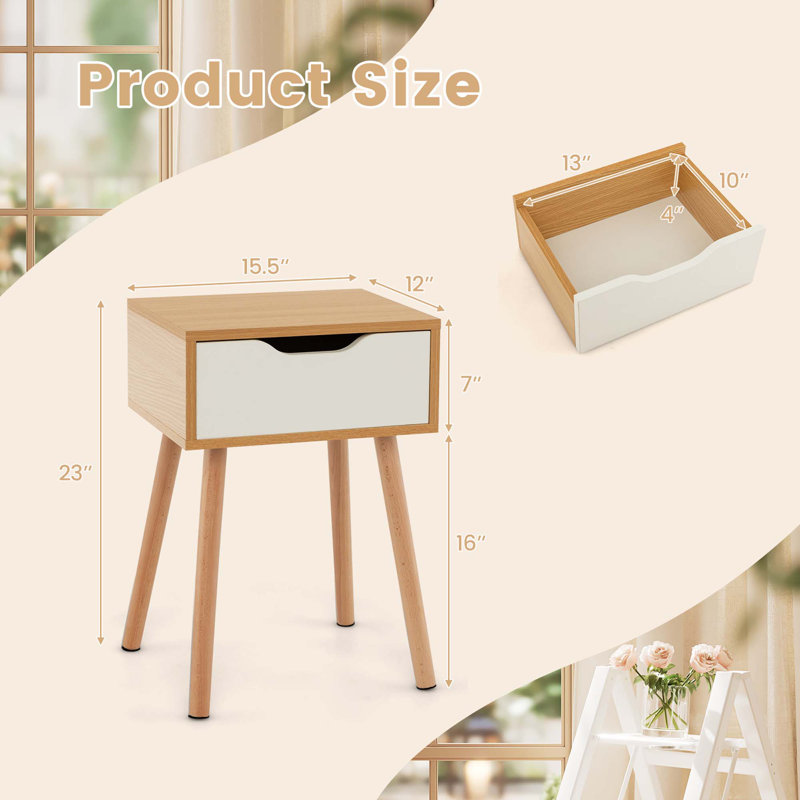 Table de chevet en bois manufacturé Jellisa