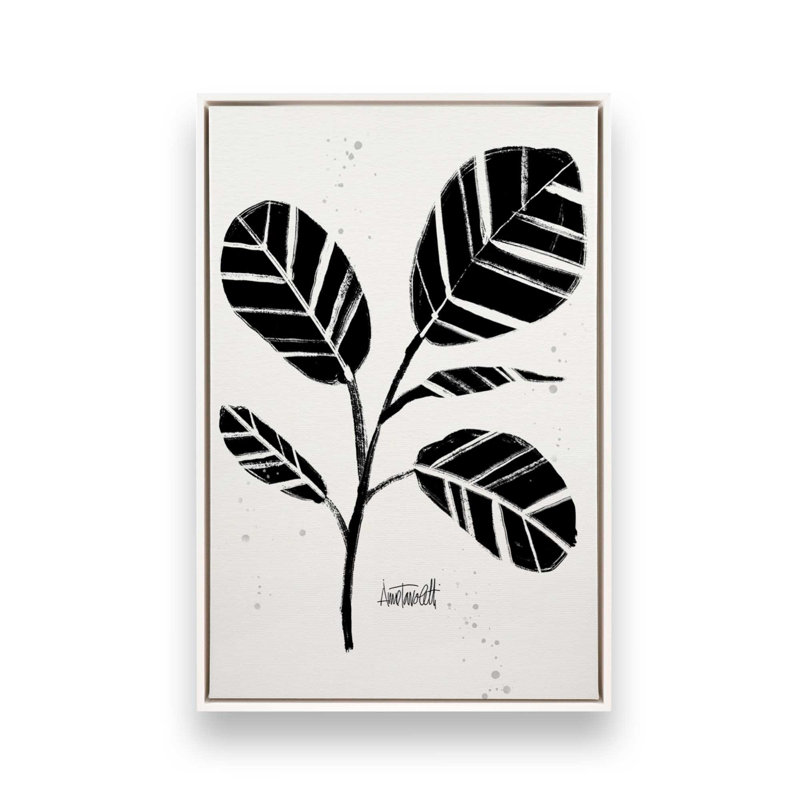 «Black and White Botanicals IV», reproduction sur toile avec cadre, H 48,75 po x l 32,75 po, Blanc opaque