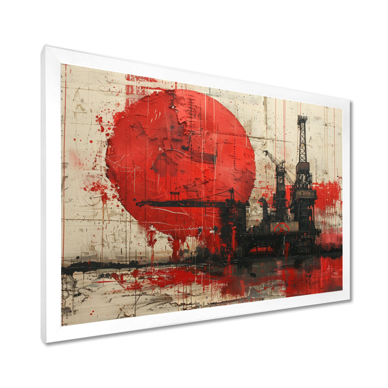 Impression d'art mural rouge noir et pétrochimie, Toile encadrée blanche avec une seule photo, H 24 po x l 32 po x P 1 po