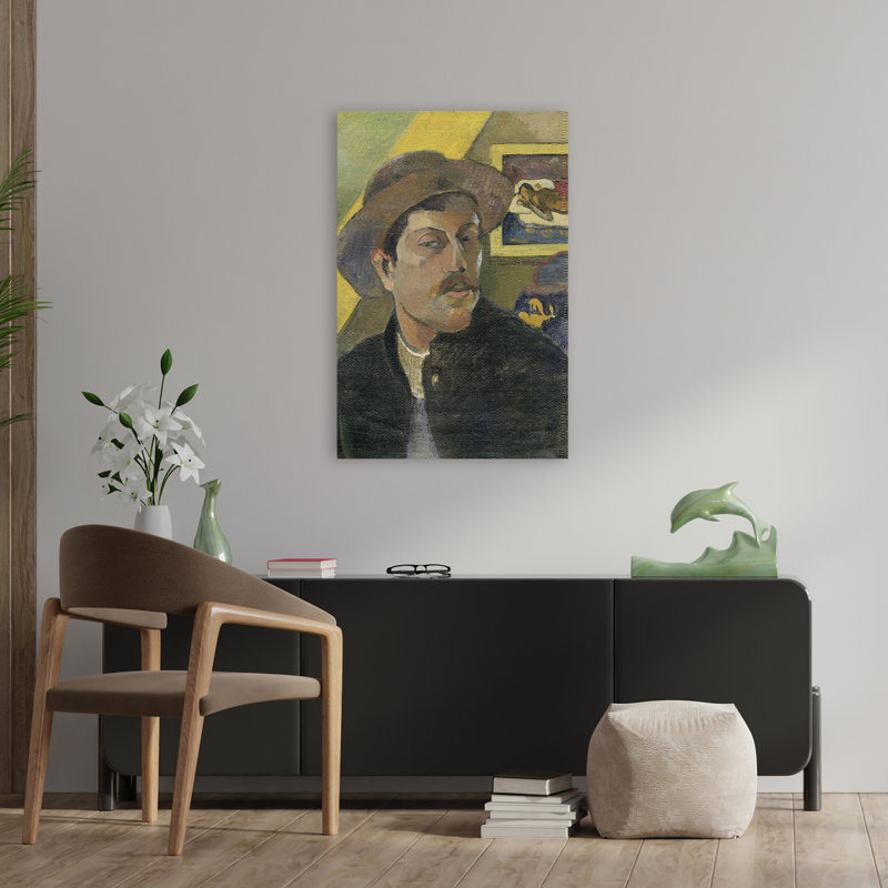 Autoportrait avec un chapeau - Art post-impressionniste musée, H 36 po x l 24 po