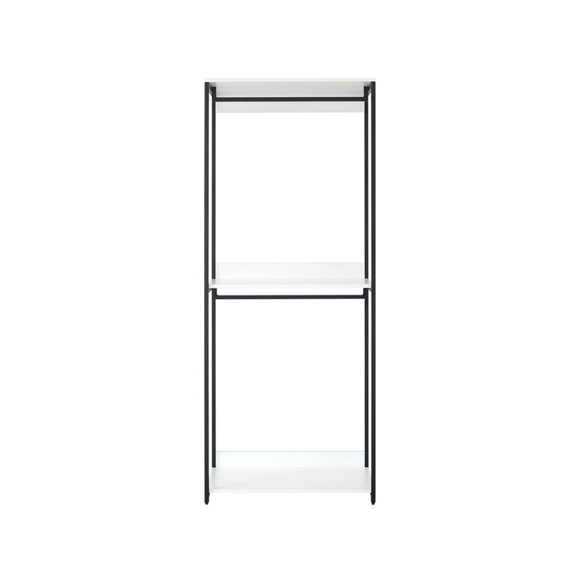 Cox Modular Closet System, 2 Hanging Rods, White Shelves, Black Metal