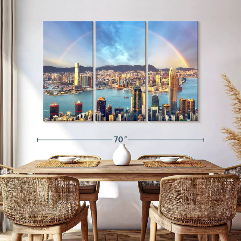 Arc-en-ciel sur Hongkong, H 24 po x l 38 po