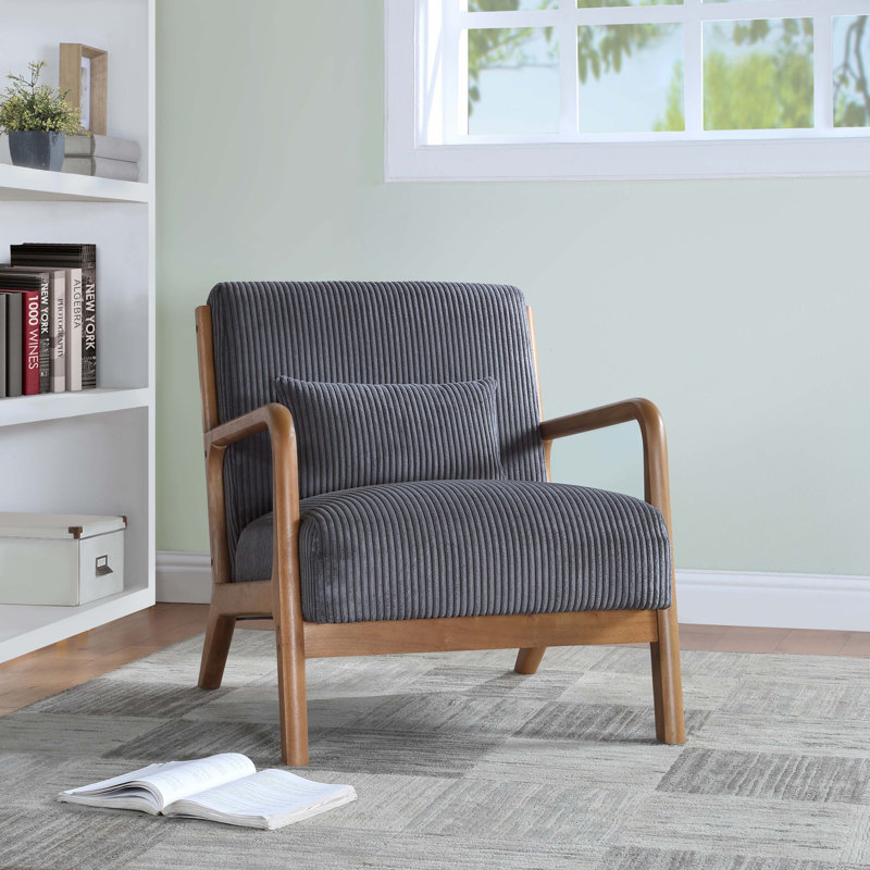 Chaise longue scandinave en bois avec revêtement en velours côtelé moelleux et soutien lombaire pour plus de confort et de style