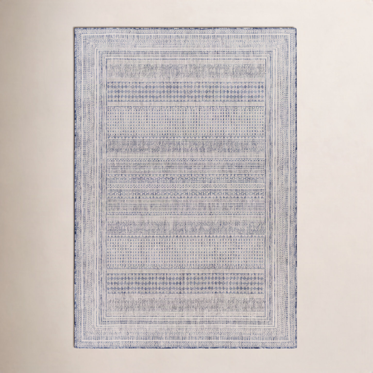 Ilenne Geometric Blue Rug, Rectangle 6'7" x 9'
