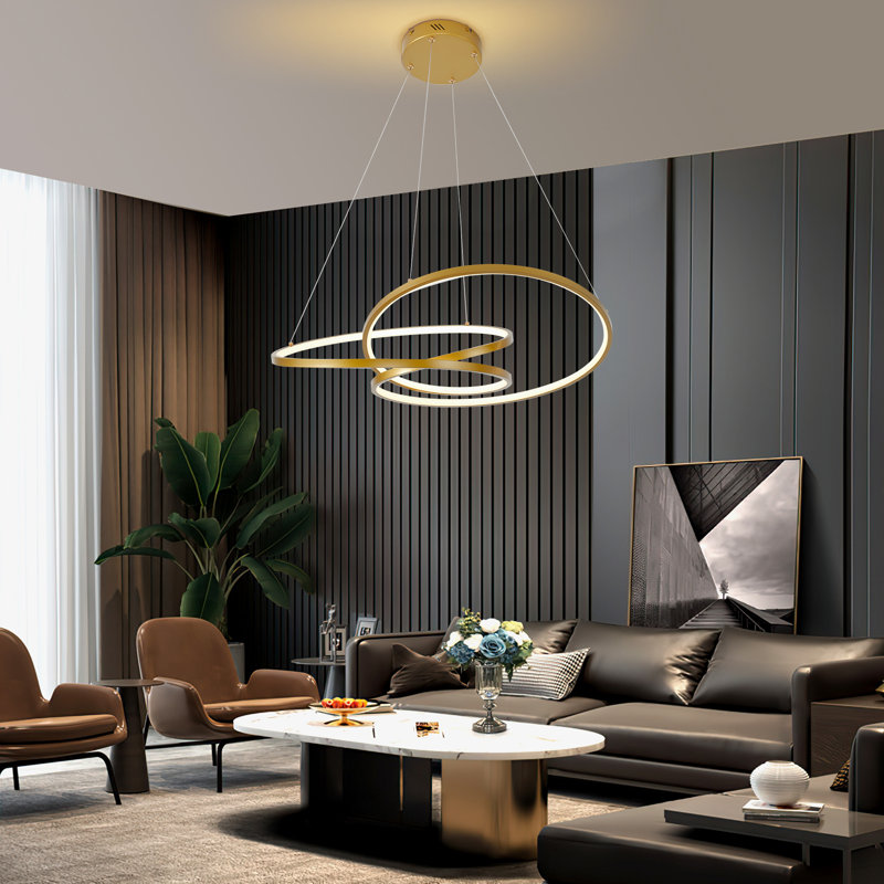 1 - Light Unique/Statement LED Chandelier, Gold