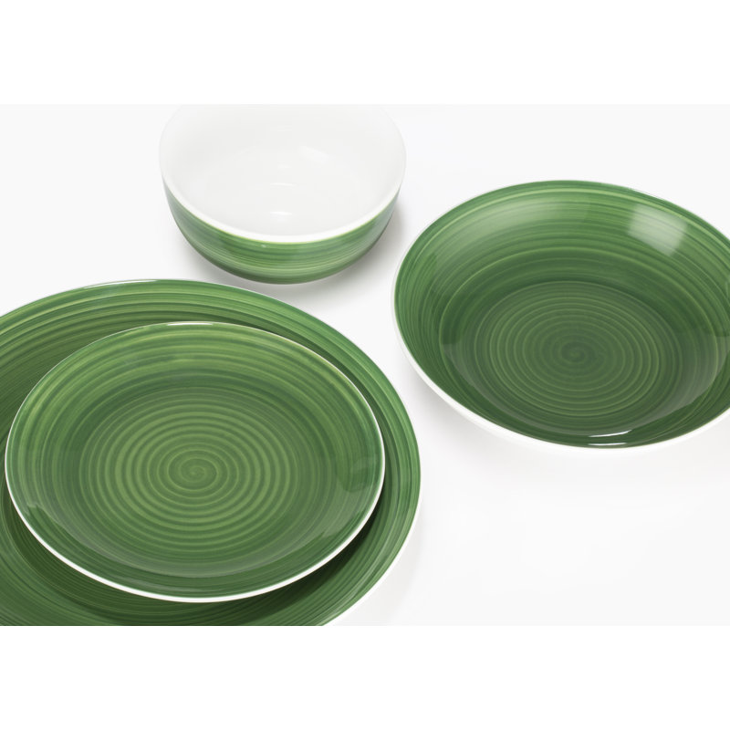 Waterside 16pc Spinwash Dinner Set, Forest Green