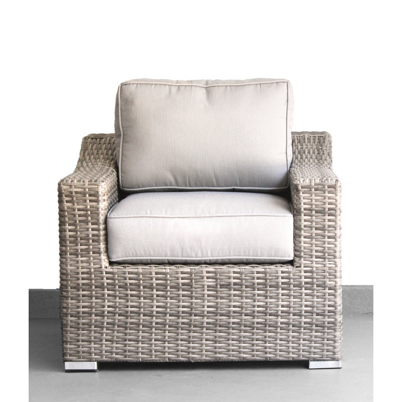 Jahidur Fully Assembled Patio Chair with Cushions, Mixed Gray, White