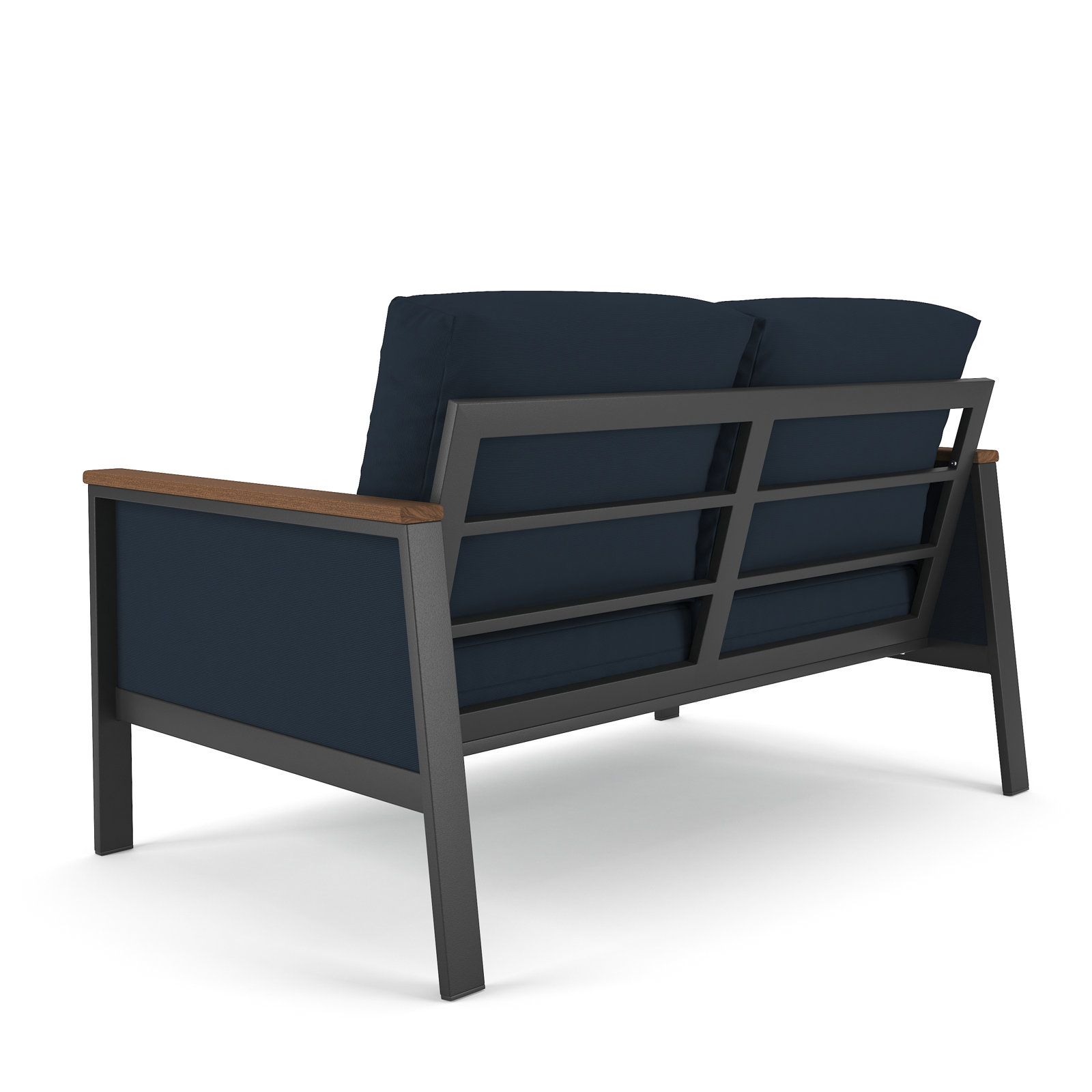 Townsend 55" Sunbrella® Patio Loveseat, Canvas Navy, Brown/Canvas Navy