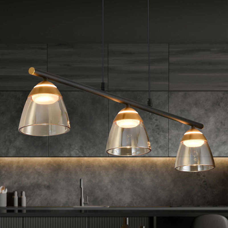 Roma Black 36" Height Adjustable LED Linear Chandelier