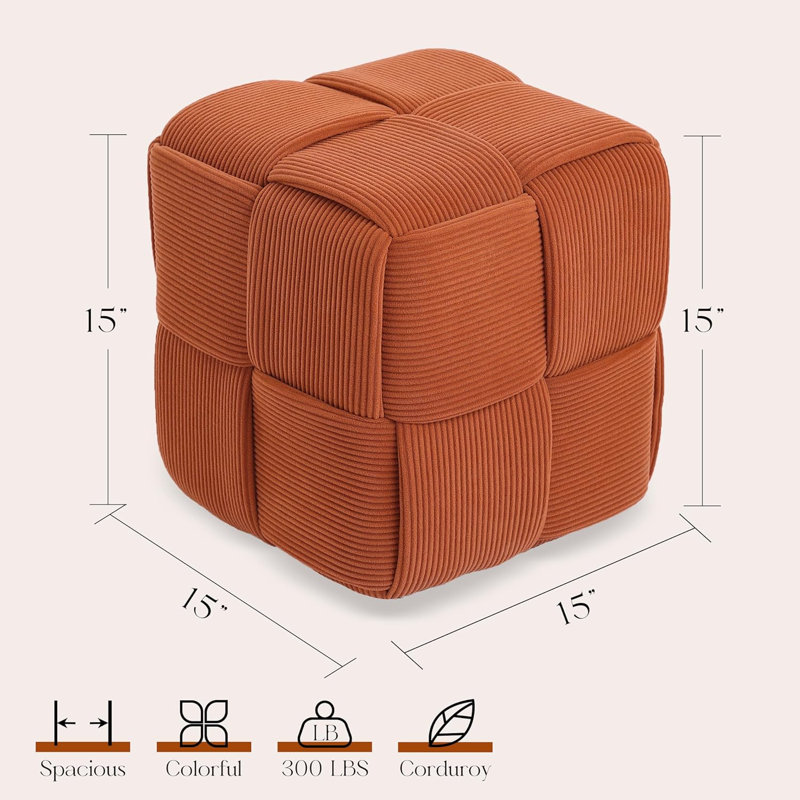 Square corduroy sofa stool