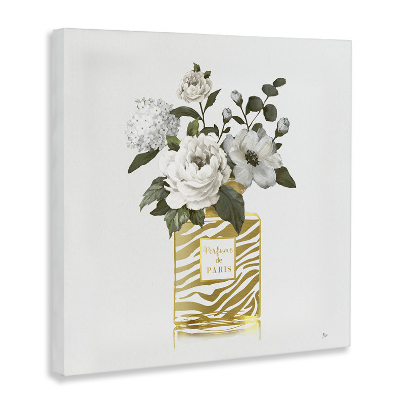 Toile chic avec bouquet de parfum rayé, design par Nan, H 24 po x l 24 po