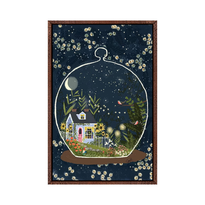 Terrarium II by Joy Laforme - Painting on Canvas, 152.4cm H x 101.6cm W x 3.81cm D, Brown Framed