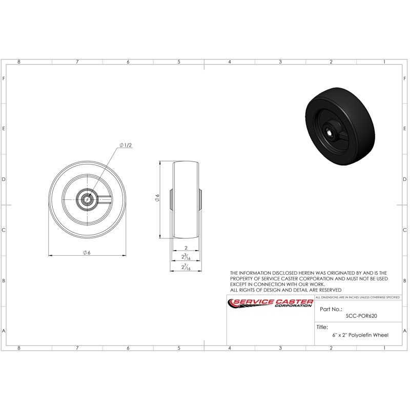Polyolefin Wheel Only with Roller Bearing