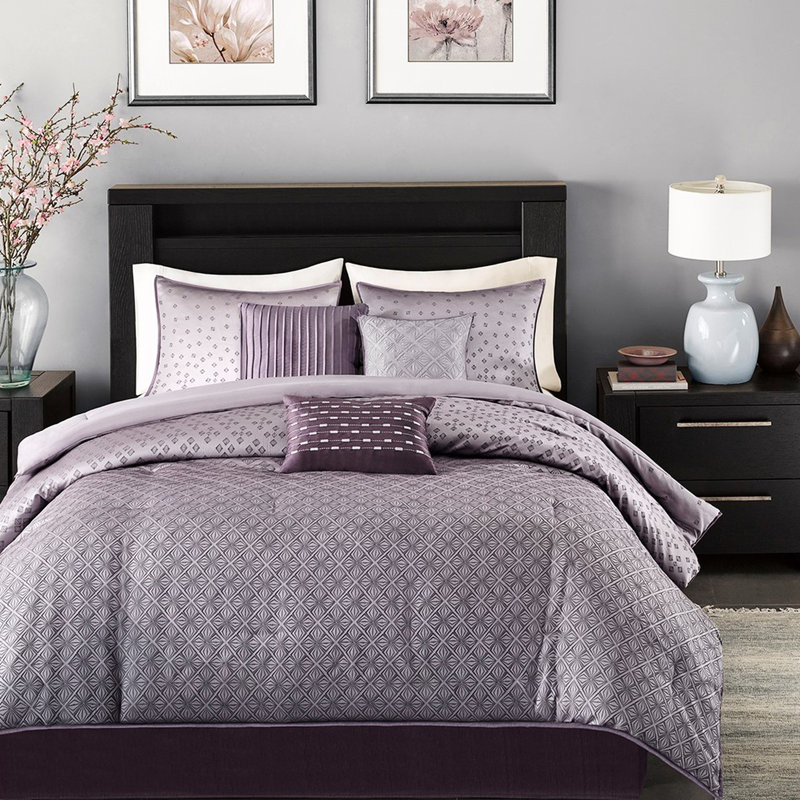 Édredon 7 pièces, rembourrage, Mauve, Très grand édredon + 6 pièces supplémentaires 