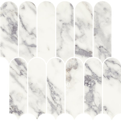 Daltile Eclessia Marble Natural Stone Elongated Fan Mosaic Polished (10 PCS Per Carton) (9.60 SQFT Per Carton)
