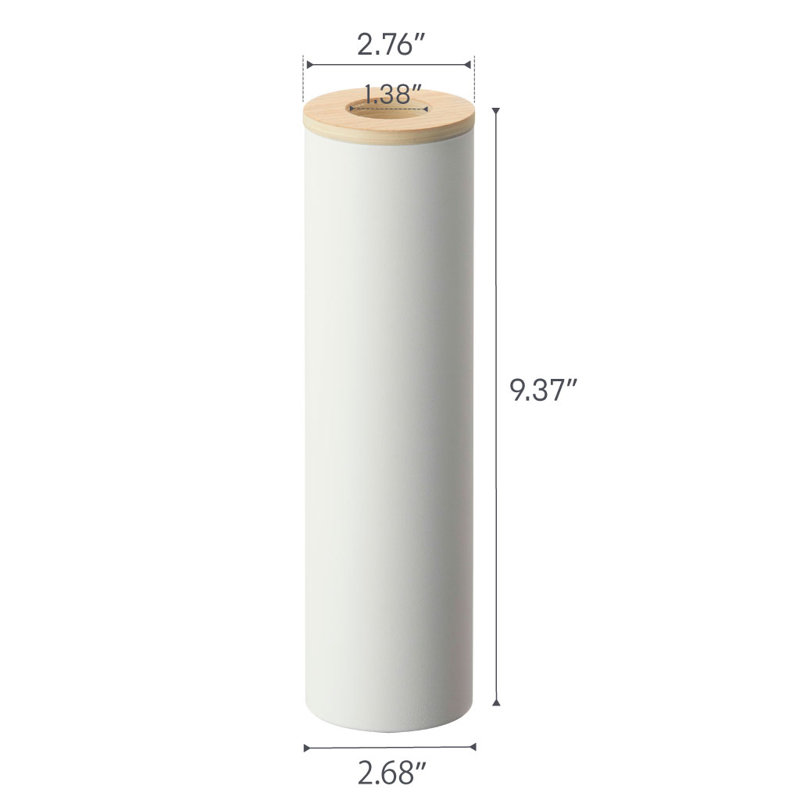 Yamazaki Home Round Tissue Case, Steel And Wood, Small, Lid, Ash