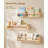 23" Solid Pine Nursery Floating Shelves Set of 3, Wood Wall-Mounted Book Shelf with Wooden Bead Front Rails-1960234146-1960234144