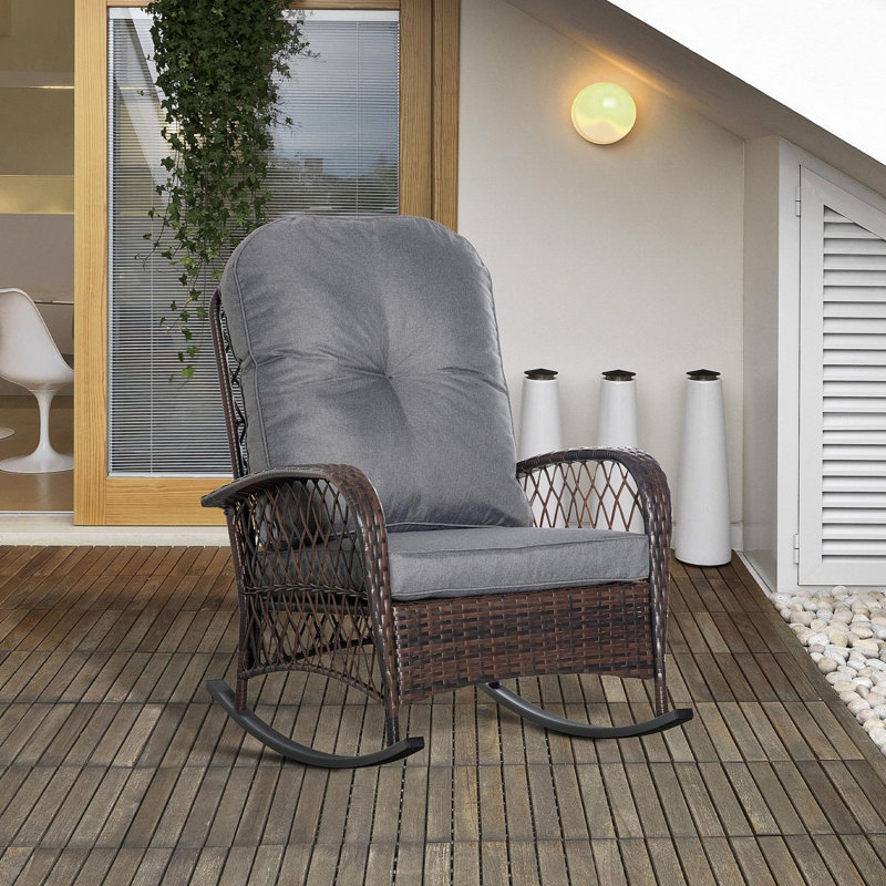 Chaise berçante en osier pour l'extérieur Outsunny, Gris