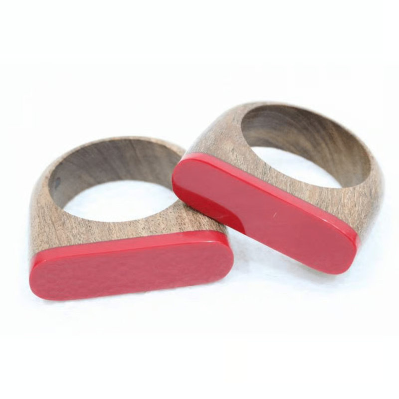 Flow Napkin Rings - White, Red