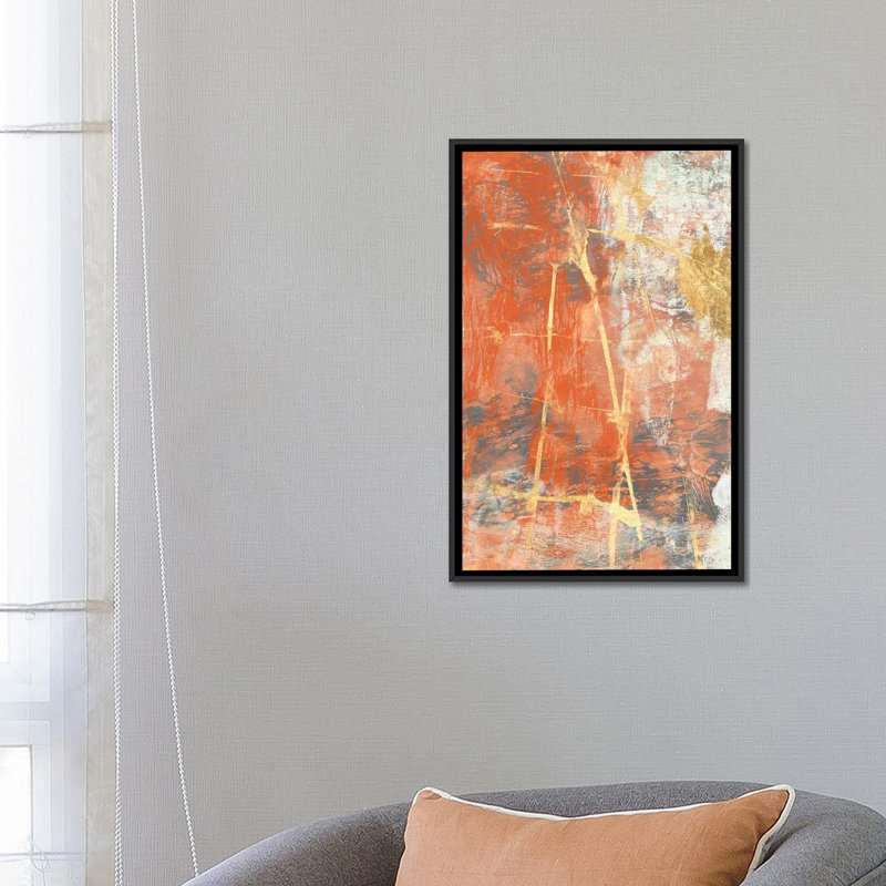 «Terre Cotta Lace II», impression sur toile, H 26 po x l 18 po x P 1,5 po, Toile avec cadre noir, Pas de tapis