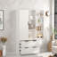 Rangement de garde-manger de style campagnard avec 2 grands tiroirs, 8 étagères à épices, des tablettes réglables et un motif à rayures unique-717188583