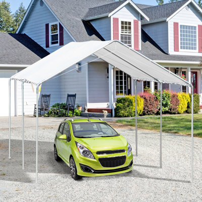 10'X20' Car Canopy With Ground Anchors - Keep Shelter Secure Vehicle Steel Frame And Stable