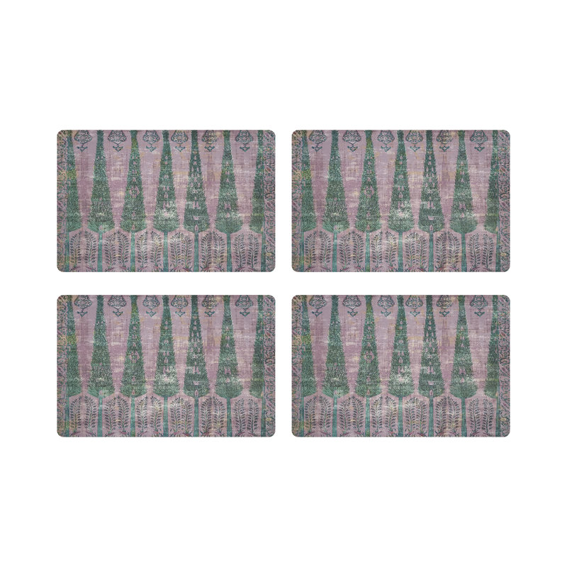 Topkapi Garden Pebbles Placemat Set, Green/Pink