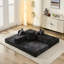 Canapé-lit convertible polyvalent, plancher en chenille noir pour la chambre à coucher, conception modulaire personnalisable, éponge de haute qualité, conception compacte à 3 niveaux, sans assemblage, housse de matelas pliable et antidérapante-1592798533