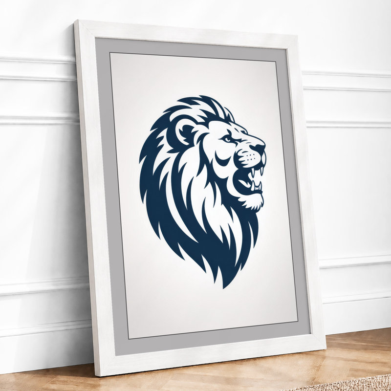 Lion In Profile Modern - Print, A4 - 29.7 x 21.0 cm, White