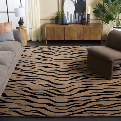 Tapis doré / noir en laine touffeté à la main Nonia
