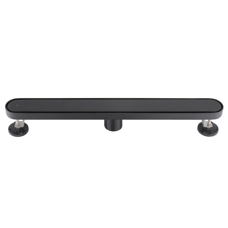 FINE FIXTURES Drain de douche linéaire de 42 pouces, insert et grille 2-en-1, bord arrondi, acier inoxydable de calibre 10, sortie centrale, crépine incluse